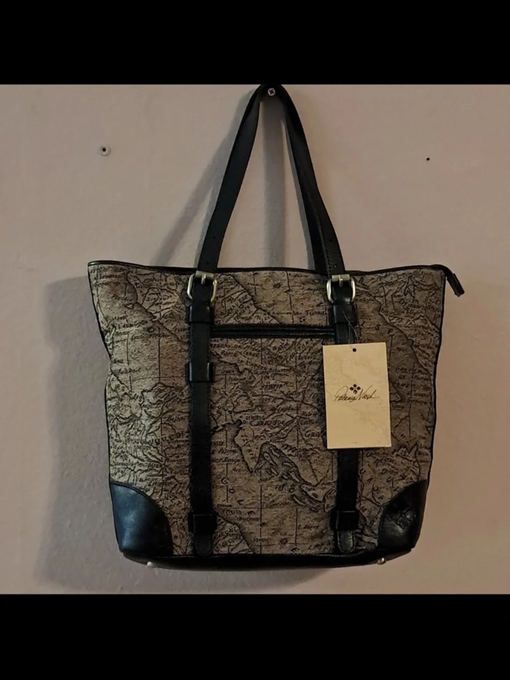 Patricia Nash  Map-Print Tote Bag in Brown and Black Large NWT - Picture 2 of 5
